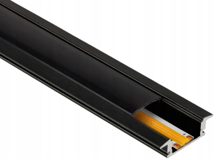 Zestaw 10x PROFIL Aluminiowy Do Taśma LED Czarny Wpuszczany Klosz Czarny 2M