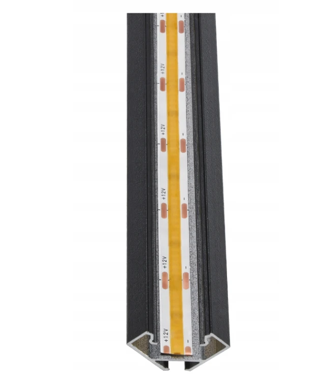 Zestaw 5x Profil LED Aluminiowy Czarny 2m Narożny Kątowy Do Taśmy Rogowy 12mm