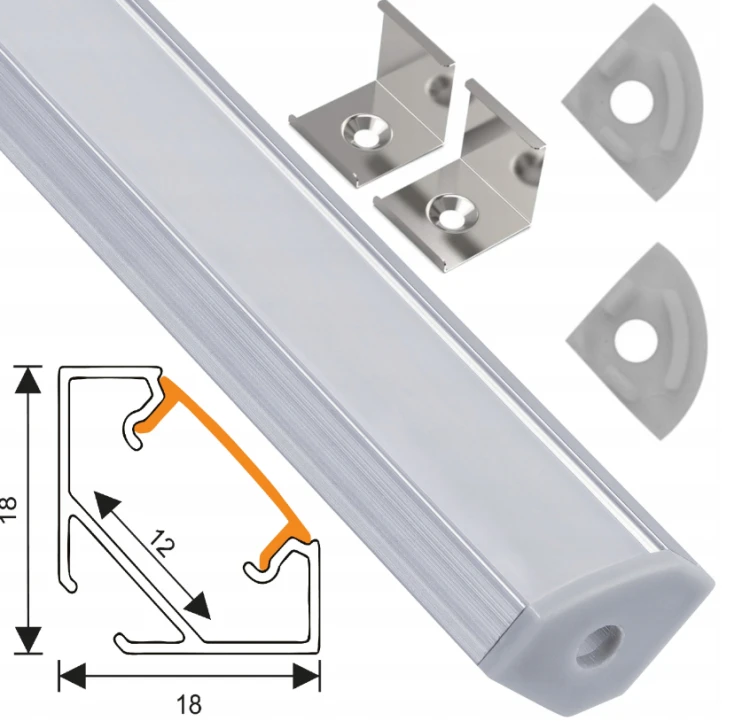 Zestaw 10x Profil LED Aluminiowy Anodowany 1m Narożny Kątowy Do Taśmy LED 12mm