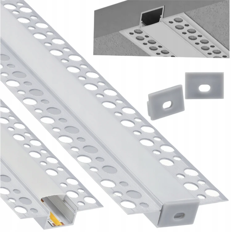 Zestaw 10x Profil LED Aluminiowy 1m Wpuszczany Do GK Karton Gips 17mm Szeroki
