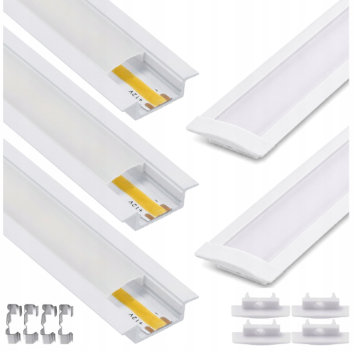 Zestaw 5x Profil LED Wpuszczany 2m Aluminiowy Podtynkowy Biały Do Taśmy LED