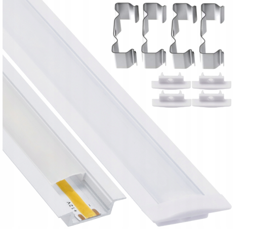 Zestaw 5x Profil LED Wpuszczany 2m Aluminiowy Podtynkowy Biały Do Taśmy LED