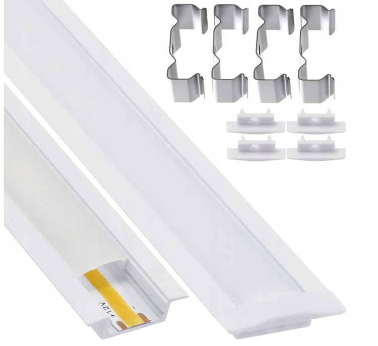 Zestaw 5x Profil LED Wpuszczany 2m Aluminiowy Podtynkowy Biały Do Taśmy LED