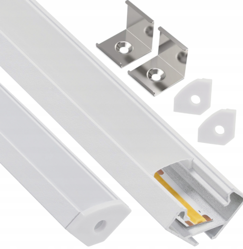 Zestaw 5x Profil LED Aluminiowy Biały 1m Narożny Kątowy Do Taśmy Rogowy 12mm