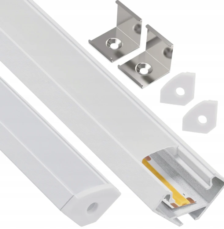 Zestaw 5x Profil LED Aluminiowy Biały 1m Narożny Kątowy Do Taśmy Rogowy 12mm