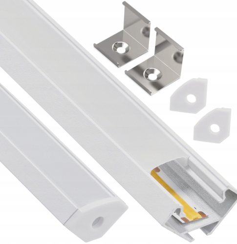 Zestaw 10x Profil LED Aluminiowy Biały 1m Narożny Kątowy Do Taśmy Rogowy 12mm