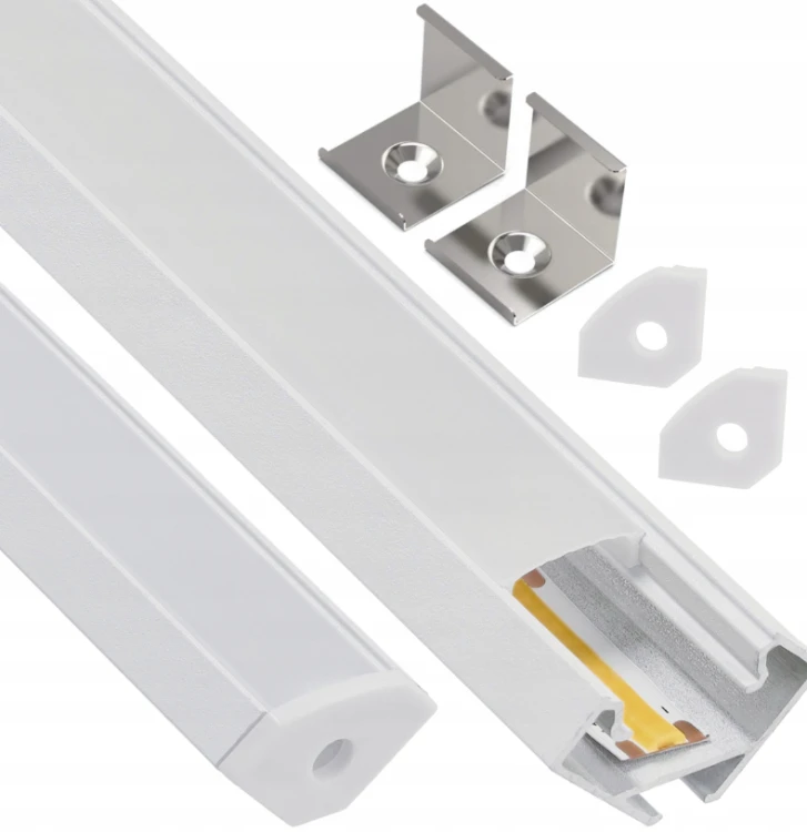Zestaw 10x Profil LED Aluminiowy Biały 1m Narożny Kątowy Do Taśmy Rogowy 12mm