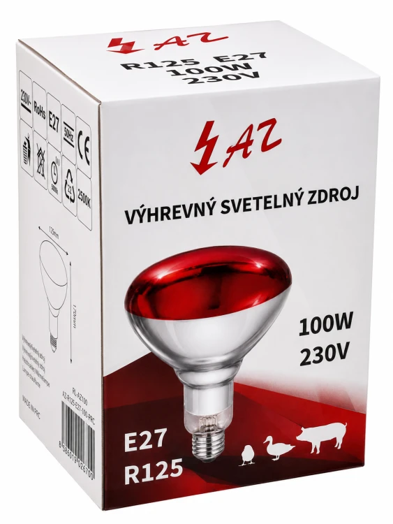 ŻARÓWKA PROMIENNIK PODCZERWIENI R125 E27 100W