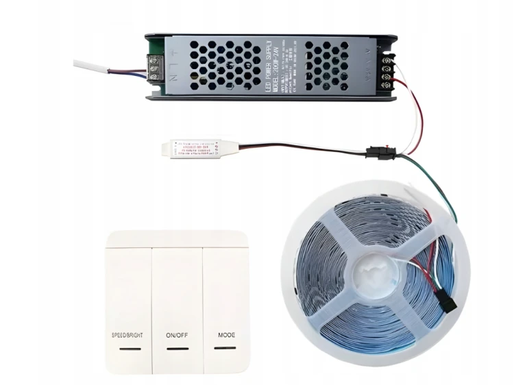 TAŚMA LED CYFROWA PŁYNĄCA WODA 5M COB 65W WS2811 24V STEROWNIK ZASILACZ