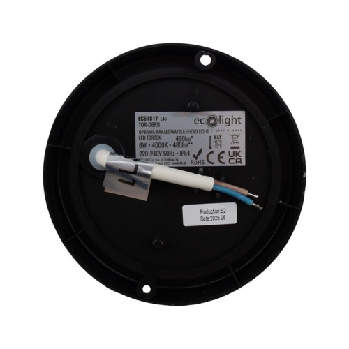 Torton TOR-06RB 6W 4000K 480lm IP54 OKRĄG CZARNY