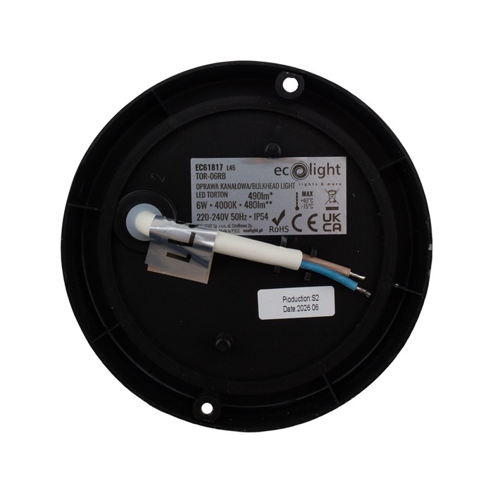 Torton TOR-06RB 6W 4000K 480lm IP54 OKRĄG CZARNY