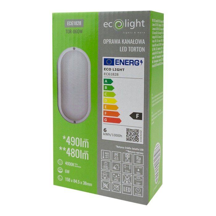 Torton TOR-06OB 6W 4000K 480lm IP54 OWAL Biały