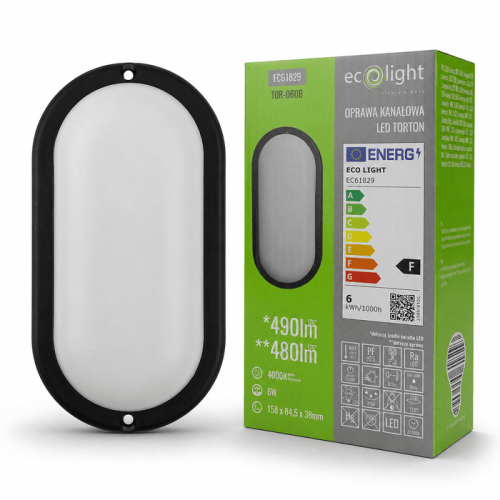 Torton TOR-06OB 6W 4000K 480lm IP54 OWAL CZARNY