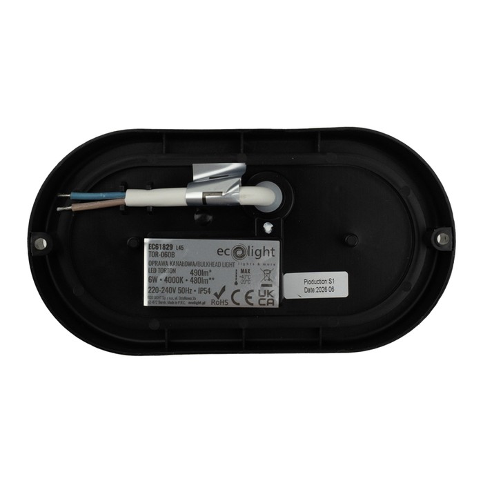 Torton TOR-06OB 6W 4000K 480lm IP54 OWAL CZARNY