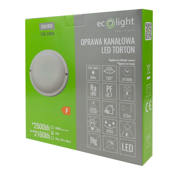Torton TOR-24RW 24W 4000K 2160lm IP54 OKRĄG BIAŁY