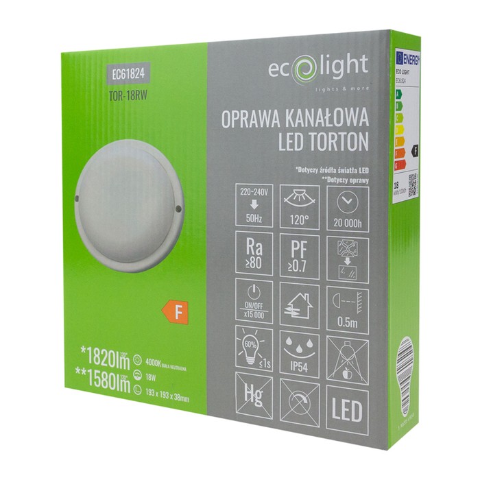 Torton TOR-18RW 18W 4000K 1580lm IP54 OKRĄG BIAŁY