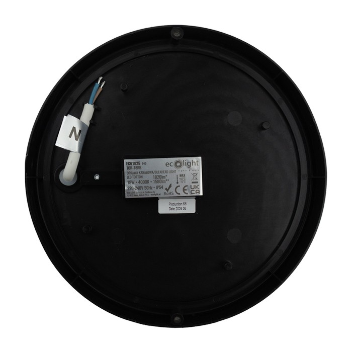 Torton TOR-18RB 18W 4000K 1580lm IP54 OKRĄG CZARNY