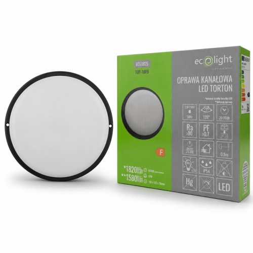 Torton TOR-18RB 18W 4000K 1580lm IP54 OKRĄG CZARNY