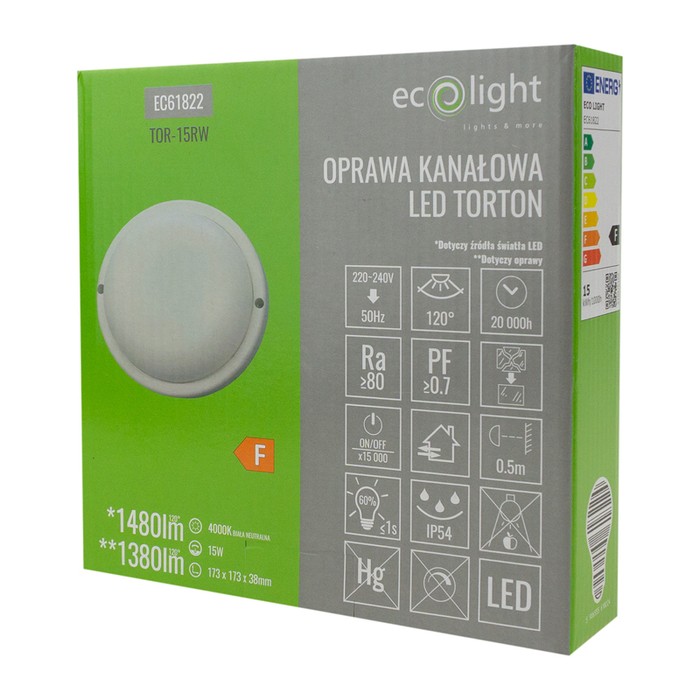 Torton TOR-15RW 15W 4000K 1380lm IP54 OKRĄG BIAŁY