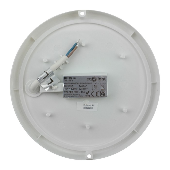 Torton TOR-15RW 15W 4000K 1380lm IP54 OKRĄG BIAŁY