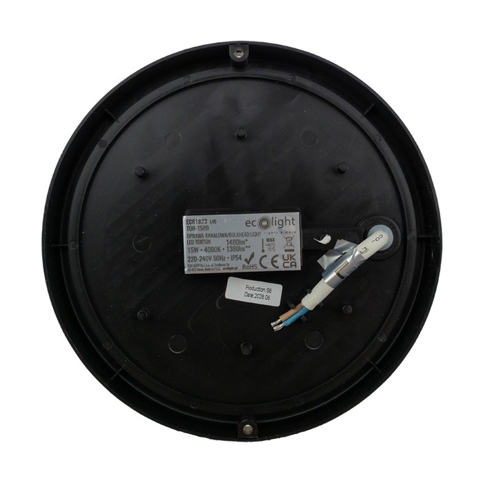 Torton TOR-15RB 15W 4000K 1380lm IP54 OKRĄG CZARNY
