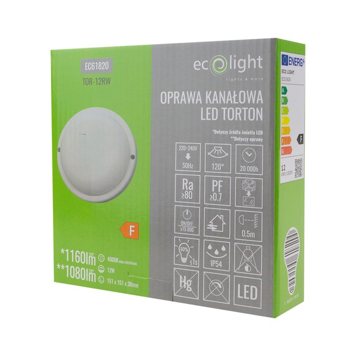 Torton TOR-12RW 12W 4000K 1080lm IP54 OKRĄG BIAŁY