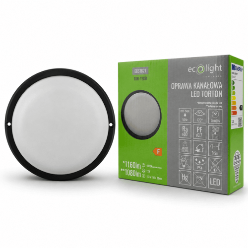 Torton TOR-12RB 12W 4000K 1080lm IP54 OKRĄG CZARNY