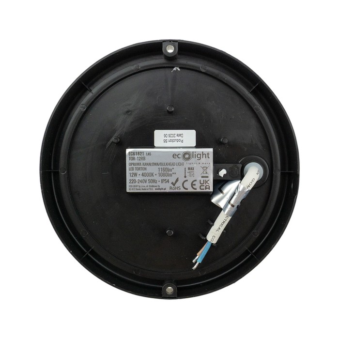 Torton TOR-12RB 12W 4000K 1080lm IP54 OKRĄG CZARNY