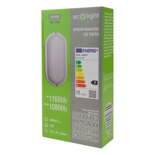 Torton TOR-12OW 12W 4000K 1080lm IP54 OWAL BIAŁY