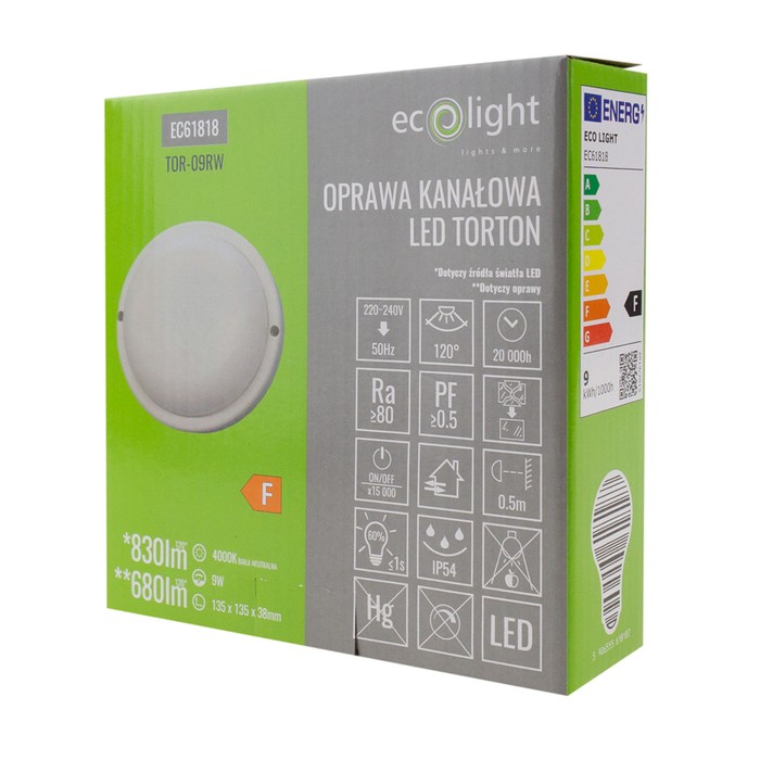 Torton TOR-09RW 9W 4000K 680lm IP54 OKRĄG BIAŁY