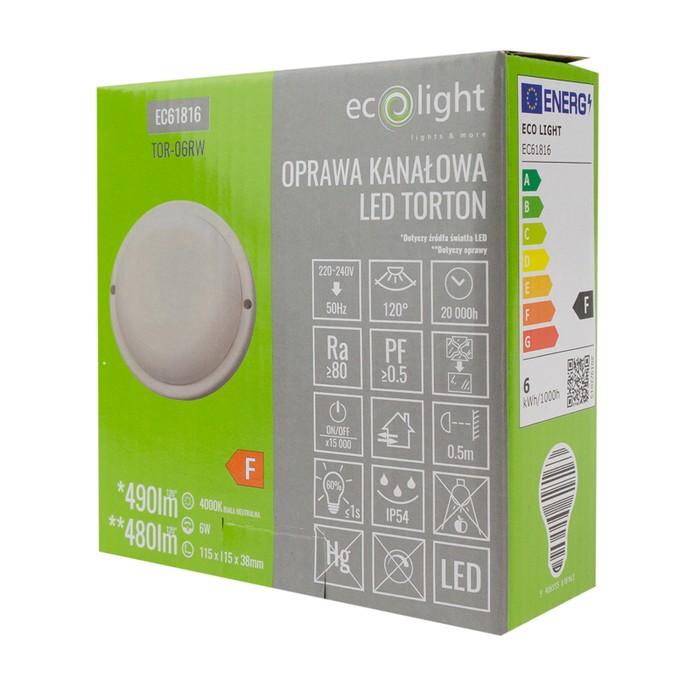 Torton TOR-06RW 6W 4000K 480lm IP54 OKRĄG BIAŁY