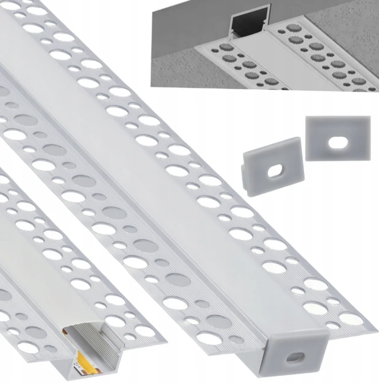 10x Profil LED Do GK 3m Aluminiowy Wpuszczany Karton Gips Szeroki Zestaw