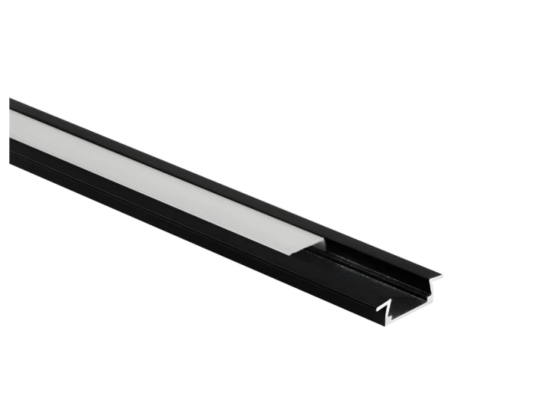 5x Profil Wpuszczany LED Aluminiowy 2m Czarny + Klosz Mleczny LED Zestaw