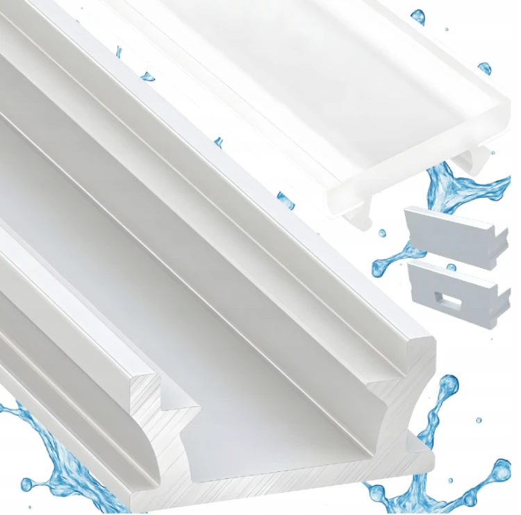 Profil LED Wodoodporny Biały Aluminiowy 3m Wpuszczany Do Łazienki + Klosz
