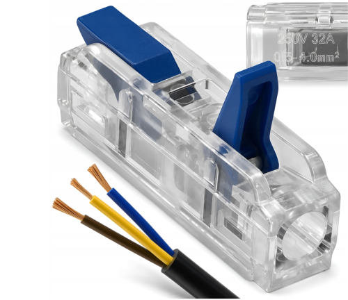 5x Szybkozłączka Elektryczna Przelotowa 1-torowa 4mm Złączka Instalacyjna