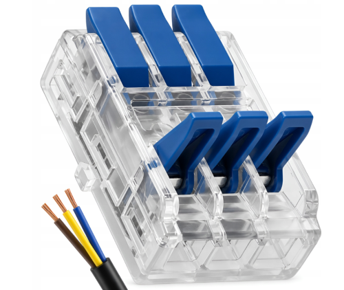5x Złączka Szybkozlaczka Elektryczna Przelotowa 3-torowa 4mm Instalacyjna