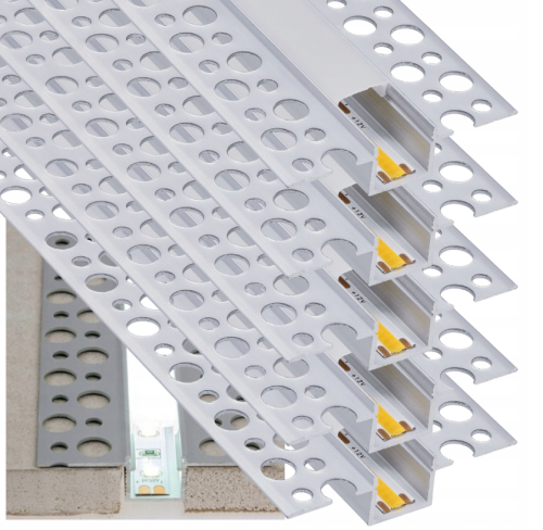 5x PROFIL LED PROFILE DO PŁYT GK GIPSOWYCH 2M Solidny Regips Aluminiowy