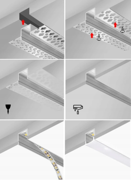 5x PROFIL LED PROFILE DO PŁYT GK GIPSOWYCH 2M Solidny Regips Aluminiowy