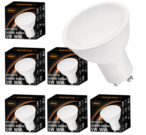 Zestaw 6X Żarówka LED GU10 5W Barwa Ciepła 3000K Energooszczędna LEDOWA