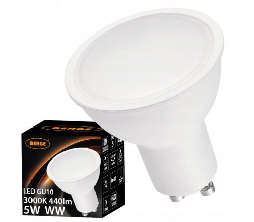 Zestaw 6X Żarówka LED GU10 5W Barwa Ciepła 3000K Energooszczędna LEDOWA