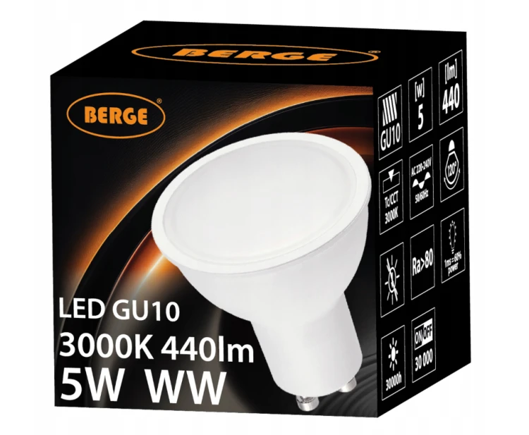 Zestaw 6X Żarówka LED GU10 5W Barwa Ciepła 3000K Energooszczędna LEDOWA