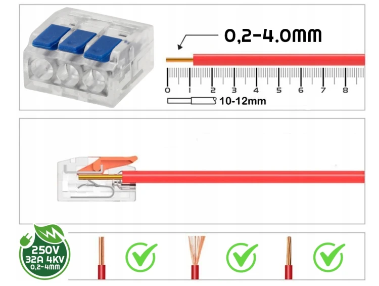 5x Złączka Szybkozlaczka Elektryczna 3-przewodowa Instalacyjna Zaciskowa