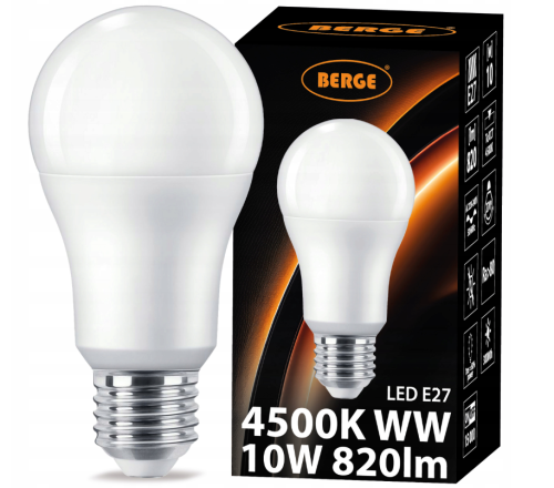 6X Żarówka LED E27 A60 10W = 60W 820lm Barwa Neutralna 4500