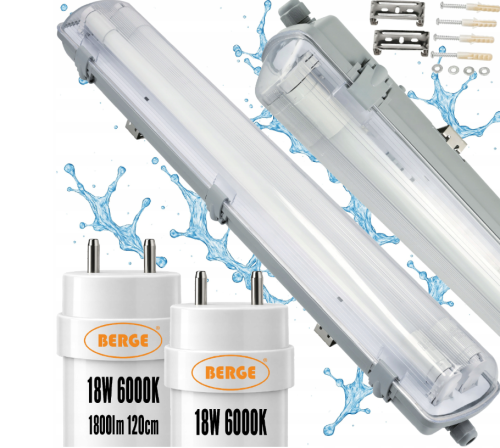 Lampa LED Oprawa Hermetyczna 120cm 36W 3600lm 6000K Do Garażu Z Blachą