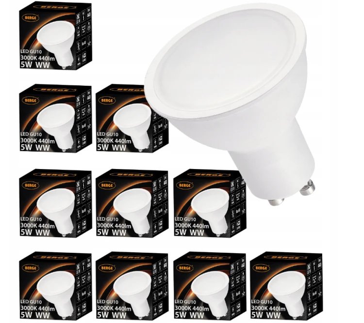 Żarówka LED GU10 5W Barwa Ciepła 3000K Energooszczędna LEDOWA