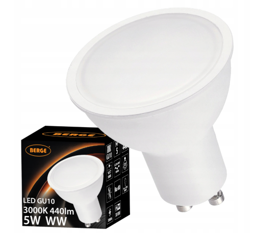 Żarówka LED GU10 5W Barwa Ciepła 3000K Energooszczędna LEDOWA