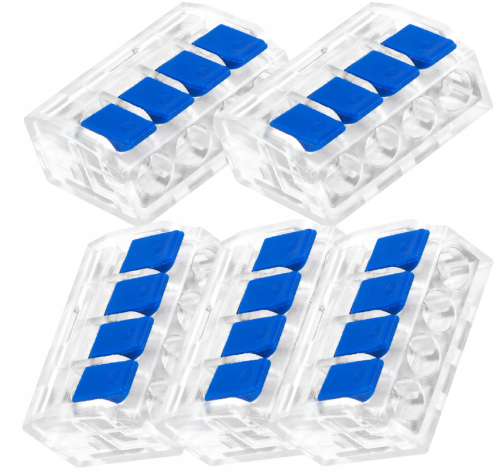 5x Złączka Szybkozlaczka Elektryczna 4-przewodowa Instalacyjna Zaciskowa
