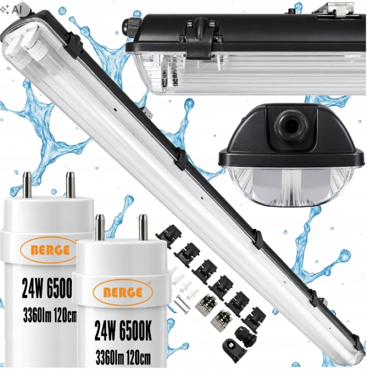 Lampa LED Oprawa Sufitowa Hermetyczna 120cm 48W 6720lm 6500K Czarna Premium