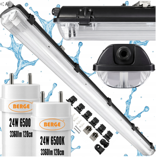 Lampa LED Oprawa Sufitowa Hermetyczna 120cm 36W 5760lm 6500K Czarna Premium