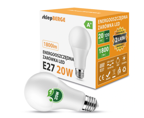 Żarówka LED - E27 - A80 - 20W - 1800Lm - biała neutralna